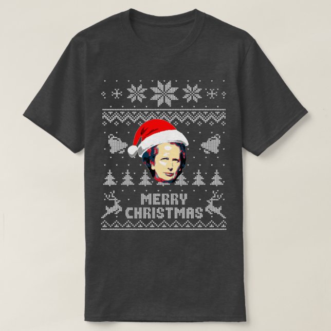 Camiseta Margaret Thatcher Felry Christmas (Frente do Design)