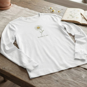 Camiseta Margarida aquarela botânica minimalista