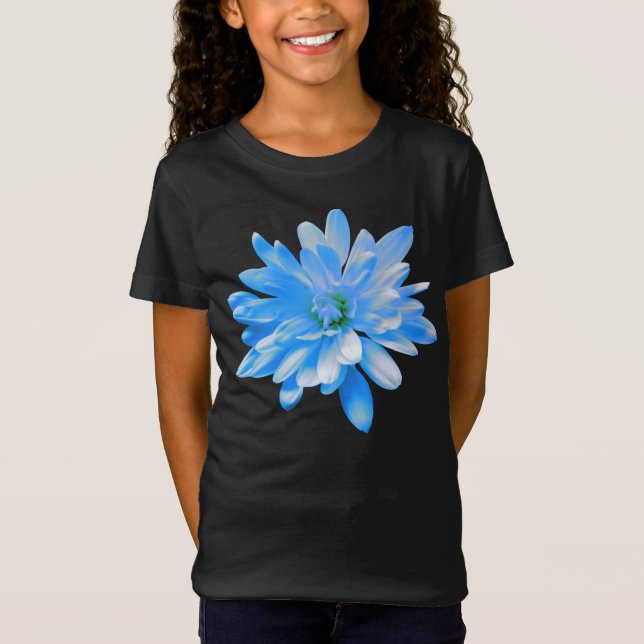 Camiseta Margarida azul, foto floral retrógrada (Frente)