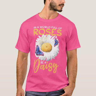 Camiseta Margarida Borboleta Flor Mulheres Jardinagem