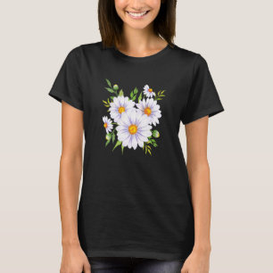 Camiseta Margarida De Coração Branco E Amarelo Flor Floral