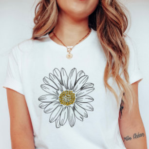 Camiseta Margarida Minimalista; Gráfico de Margarida de Ver