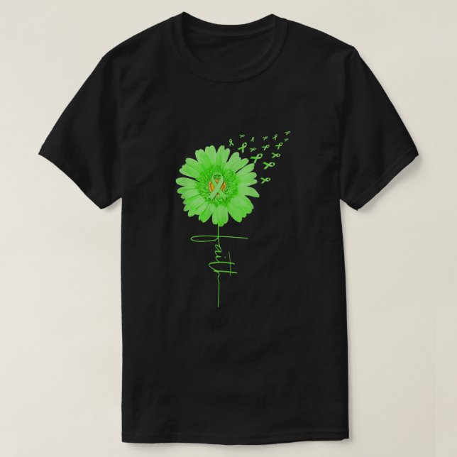 Camiseta Margarida Verde Faith Sensibilização para a Saúde  (Frente do Design)