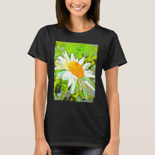 Camiseta Margaridas Brancas de Jardim Artísticas Brilhantes