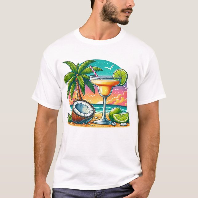 Camiseta margarita — ilustração do coquetel verão (Frente)