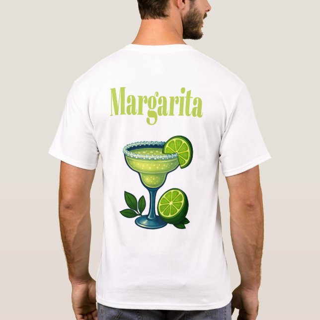 Camiseta Margarita T-Shirt – Retro Lime Green Cocktail (Verso)