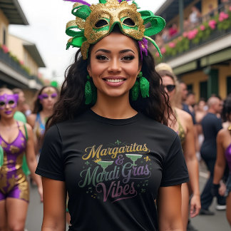 Camiseta Margaritas e Mardi Gras Vibes