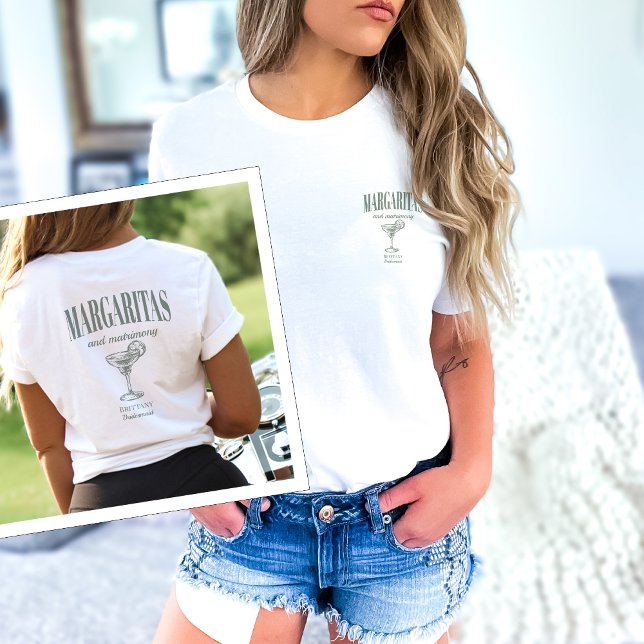 Camiseta Margaritas E Matrimony Personalizaram Bachelorette (Criador carregado)