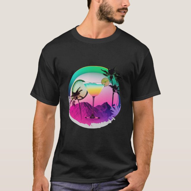 Camiseta Margaritas Synthwave 80s Estética retrowave 2 (Frente)