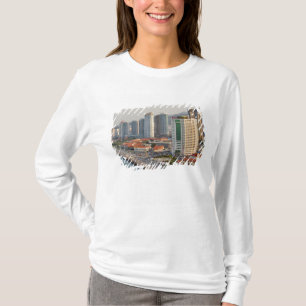 Camiseta Margem com a silhueta da cidade de Yantai, Shandon