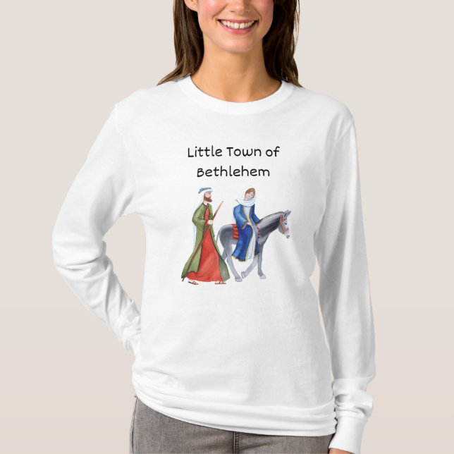 Camiseta Maria e José para a pequena cidade de Belém (Frente)