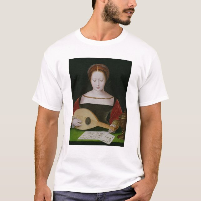 Camiseta Maria Madalena que joga um alaúde (Frente)