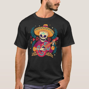 Camiseta Mariachi Day Of Morto Skeleton Cinco De Mayo Mexic