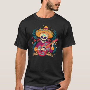 Camiseta Mariachi Day Of Morto Skeleton Cinco De Mayo Mexic