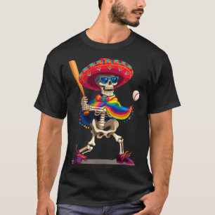 Camiseta Mariachi esqueleto beisebol cinco de maio mexicano