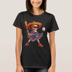 Camiseta Mariachi esqueleto beisebol cinco de maio mexicano