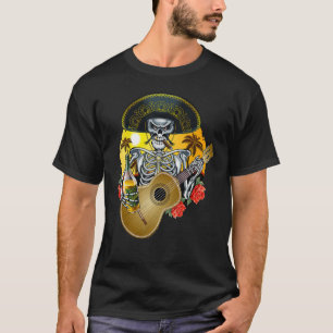 Camiseta Mariachi Skeleton Dia De Los Muertos Dia do De