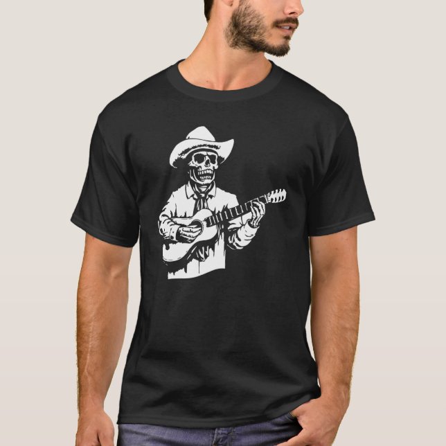 Camiseta Mariachi Skeleton Dia De Los Muertos Dia Mexicano  (Frente)