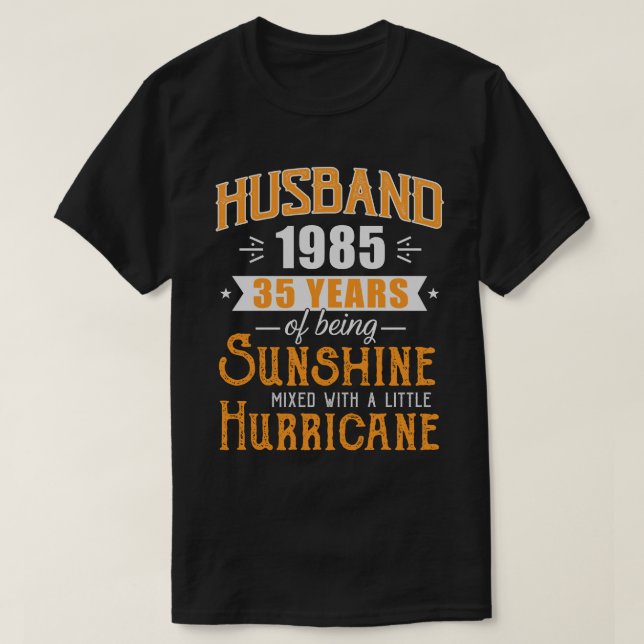 Camiseta Marido 1985 Presente, 35 Anos De Casamento (Frente do Design)