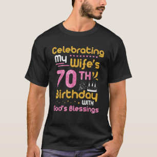 Camiseta Marido celebrando a 70 da minha esposa de aniversá