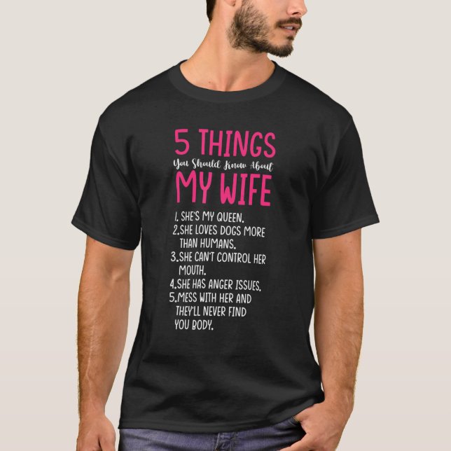 Camiseta Marido Cinco Coisas Que Você Deveria Saber Sobre M (Frente)