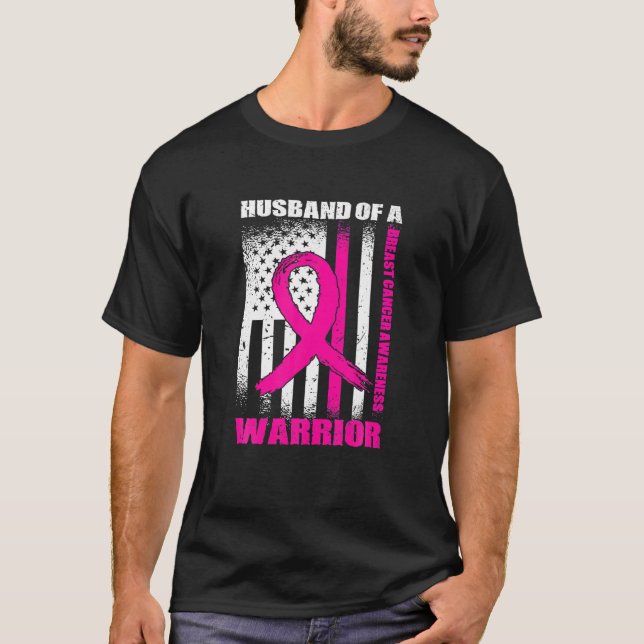 Camiseta Marido De Fita Rosa De Cancer De Guerra (Frente)