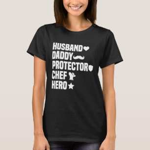Camiseta Marido de Mens Papai Protetor Chef Herói