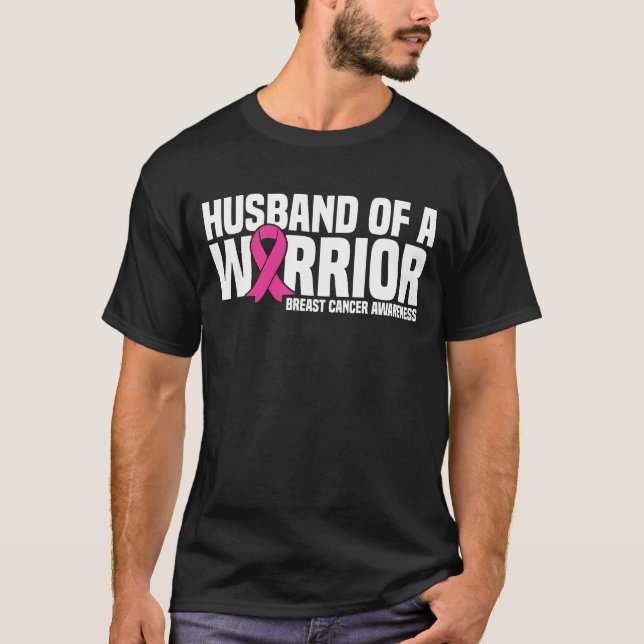 Camiseta Marido De Um Cancer De Fita Rosa De Guerra (Frente)