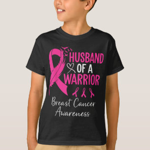 Camiseta Marido De Um Guerreiro Cancer De Fita Rosa Awa