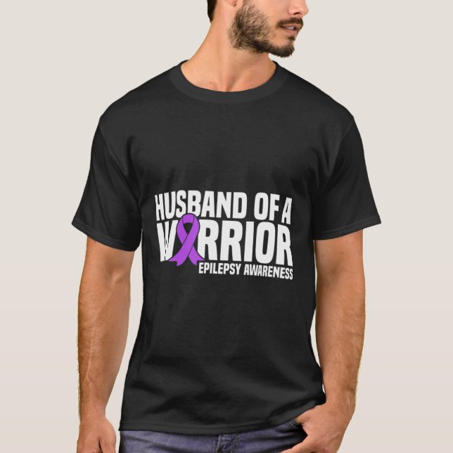 Camiseta Marido de um Guerreiro Roxo Epilepsia Awaren (Frente)