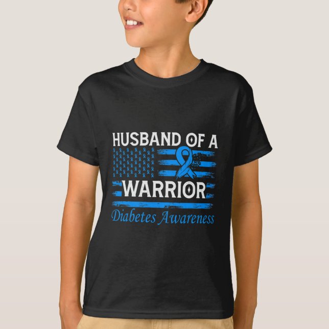 Camiseta Marido De Uma Consciência Da Diabetes Guerreira (Frente)