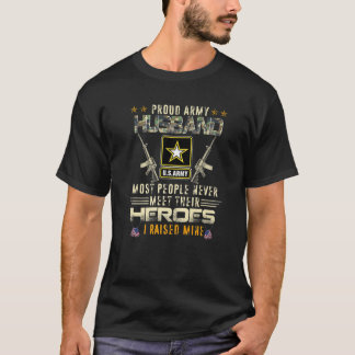 Camiseta Marido Do Exército Orgulhoso Eu Levantei Meus Hero