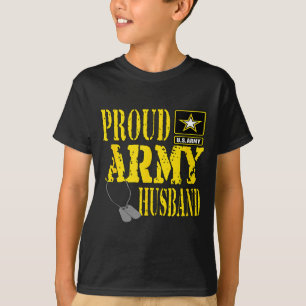 Camiseta Marido do Exército Orgulhoso Masculino Design Mili