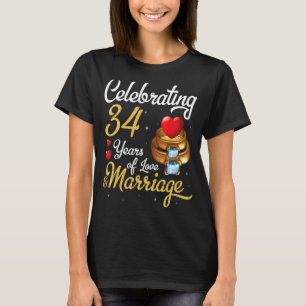 Camiseta Marido E Esposa Celebrando 34 Anos De Amor Marria