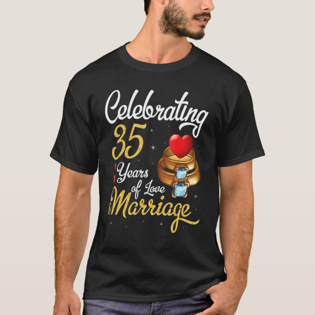 Camiseta Marido E Esposa Celebrando 35 Anos De Amor Marria (Frente)