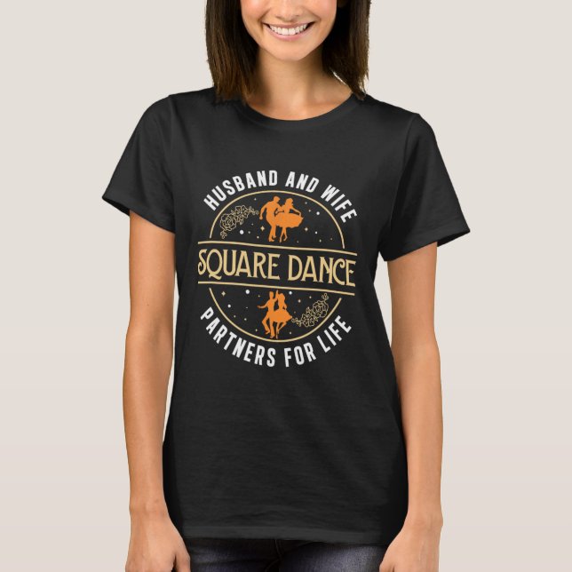 Camiseta Marido E Esposa Cute Square Dancing Parceiro A Squ (Frente)