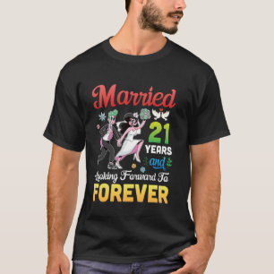 Camiseta Marido e Mulher Casados 21 Anos e Ansiosos