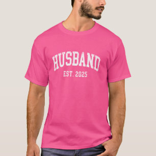 Camiseta Marido Est 2025 Recém-Casados Lua de Mel Marido Ca