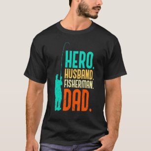 Camiseta Marido Herói Pai Pescador Homem