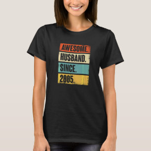 Camiseta Marido Impressionante Retro Desde 2005 17 Casando