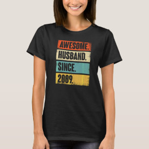 Camiseta Marido Impressionante Retro Desde 2009 13 Casando