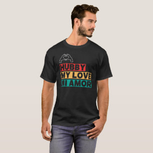 Camiseta Marido Lua de Mel Moderna Branco Script Preto Masc