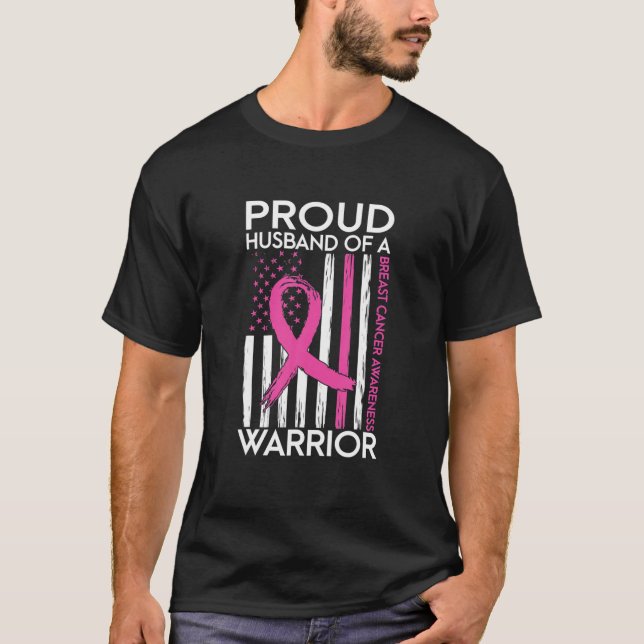 Camiseta Marido Orgulhoso De Um Apoio ao cancer de mama De  (Frente)