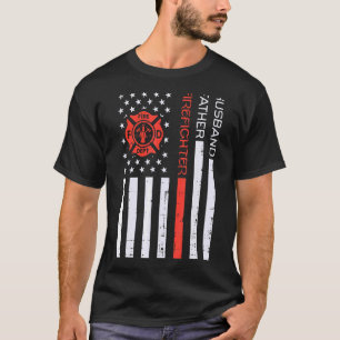 Camiseta Marido Padre Bombeador da bandeira Norte-Americana