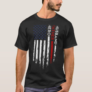 Camiseta Marido Padre Hero American Flag Dia de os pais