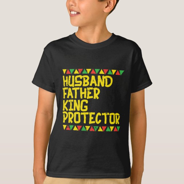 Camiseta Marido Padre King Protetor Kente Black African (Frente)