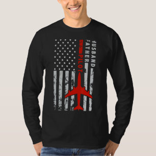 Camiseta Marido Padre Pilot Usa Flag Aviplano Aviavião Fa