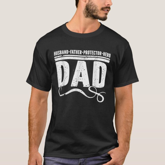 Camiseta Marido Padre Protetor Hero Melhor Pai Nunca Pai (Frente)