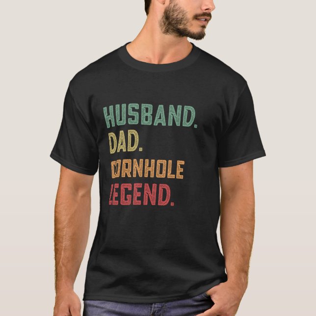 Camiseta Marido Pai Cornhole Legend Bean (Frente)