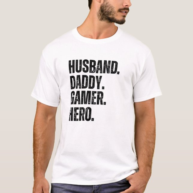 Camiseta Marido Pai Jogador Hero Bold (Frente)